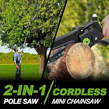 MOUMLIVE2-IN-1コードレス ポール ソー &amp;チェーンソー、8 インチ Amazon.com : IMOUMLIVE 2-IN-1 Cordless 8 Inch Pole Saw